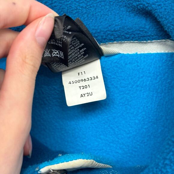 The North Face Teal‎ Blue Womens Large Full Zip Mock Neck Fleece Jacket Gorpcore - Picture 12 of 13